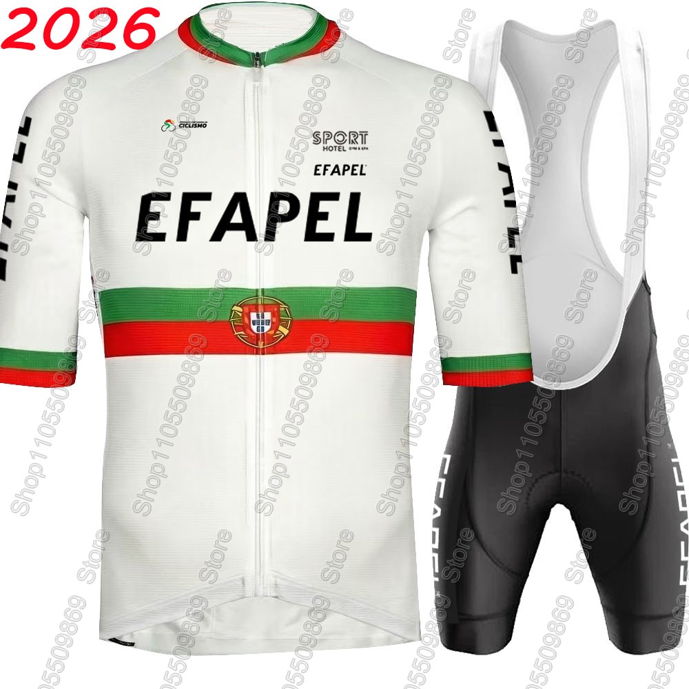 Cycling Gear Jersey - ポルトガル 2026 エファペルチームサイクリングジャージセット夏の自転車服キットロードバイクシャツスーツ自転車ビブショーツ MTB マイヨ