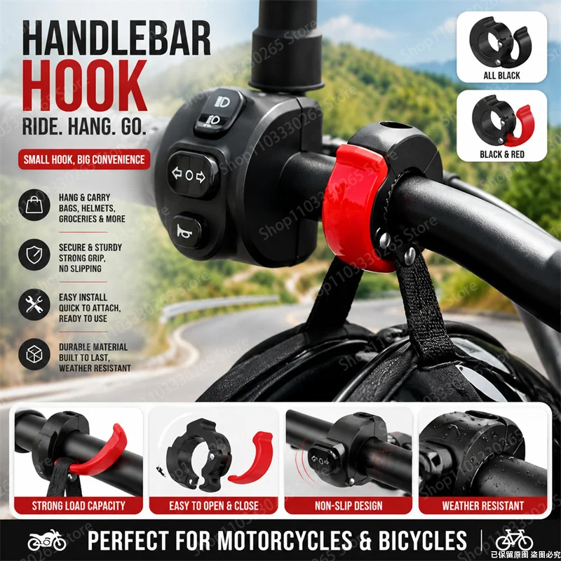 Bicycle Helmet - ヘビーデューティーバイクハンドルバーフック滑り止め簡単取り付けヘルメットバッグスクーターアクセサリー用