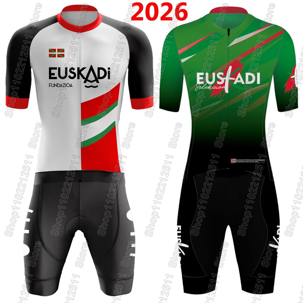 Cycling Gear Jersey - Euskadi チームサイクリングジャージ 2026 セット夏スペイン自転車服ロードバイクシャツスーツ自転車ビブショーツ MTB Ropa