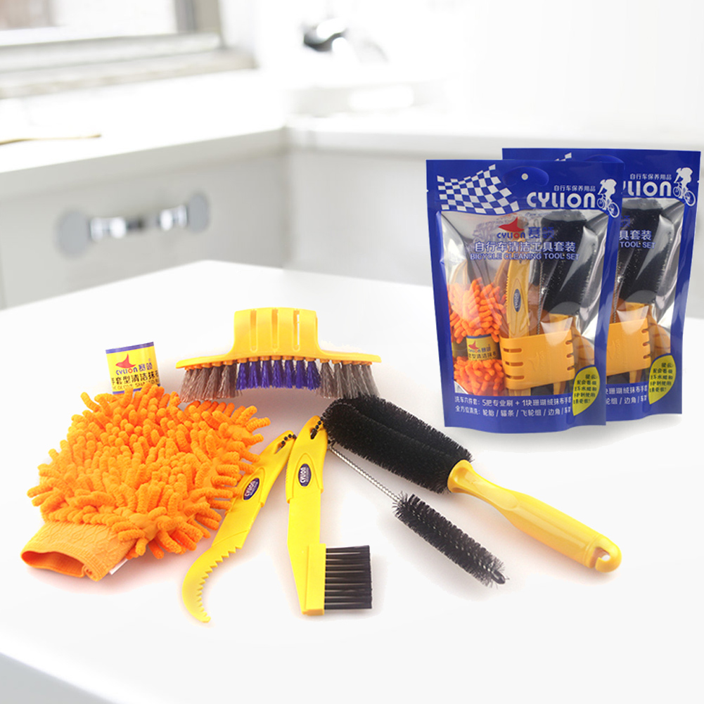 Bike Chain Cleaner - 6個入りチェーンクリーナー多機能タイヤブラシツールセット自転車清掃ツールセット自転車洗浄ツールシティバイク折りたたみ自転車用