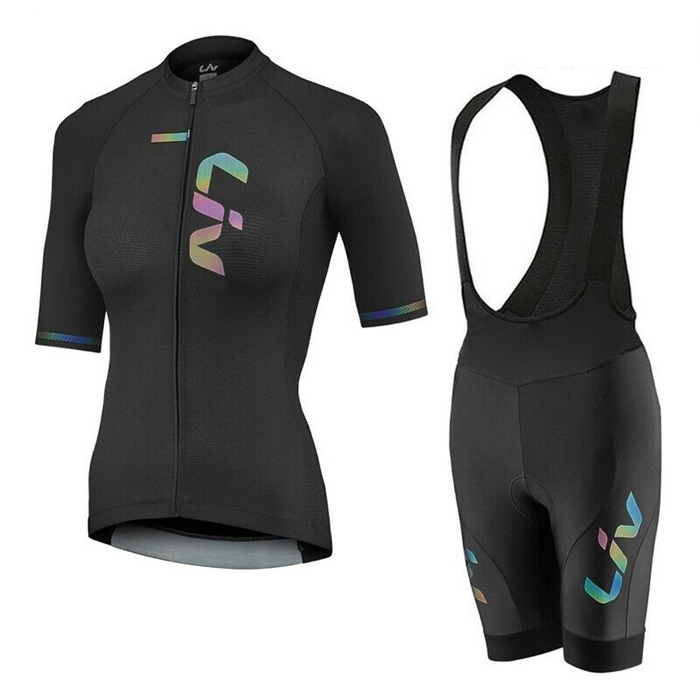 Cycling Gear Jersey - Liv-女性用サイクリングジャージとよだれかけショーツ,半袖,マウンテンバイクウェア,サイクリングウェア,19d夏
