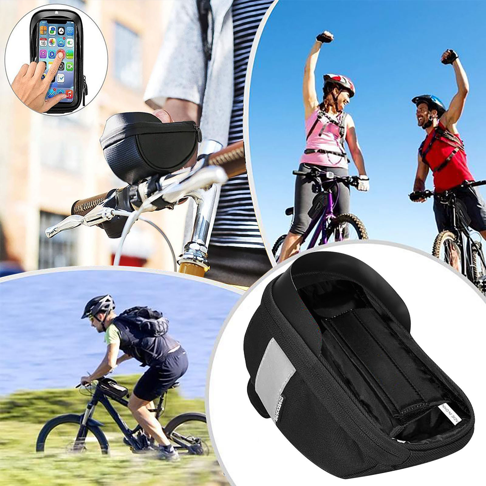 防水自転車電話バッグハンドルバーポーチスクリーンバイクフレー - Cycling Gear Display のレビューと価格