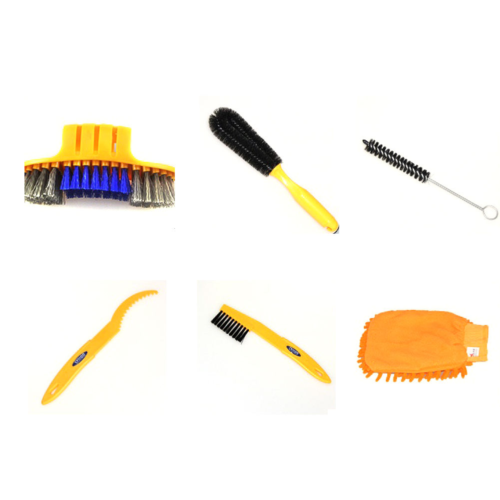 6個入りチェーンクリーナー多機能タイヤブラシツールセット自転 - Bike Chain Cleaner のレビューと価格