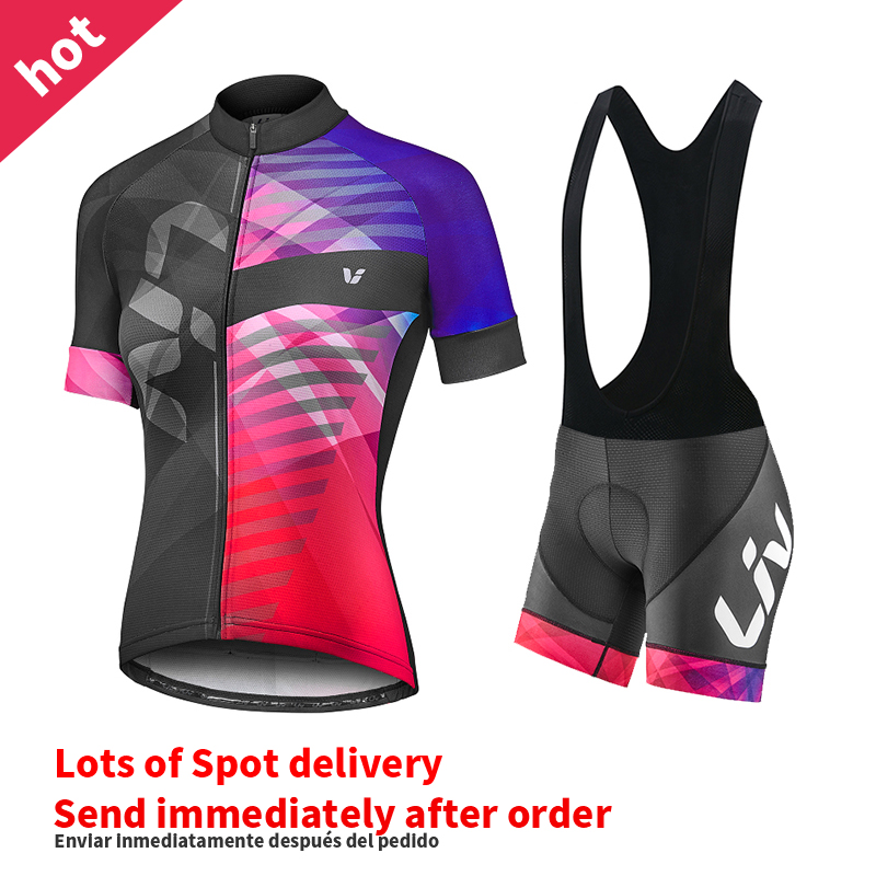 Liv-女性のサイクリングショーツとジャージのセット,チーム - Cycling Gear Jersey のレビューと価格