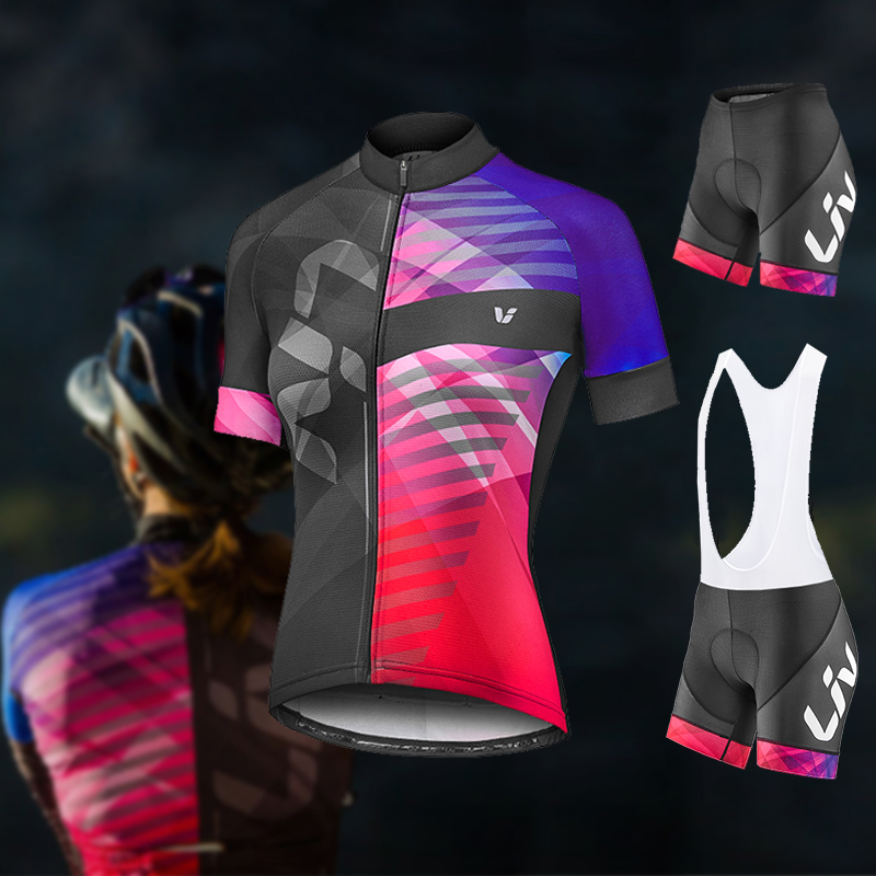 Liv-女性のサイクリングショーツとジャージのセット,チーム - Cycling Gear Jersey のレビューと価格